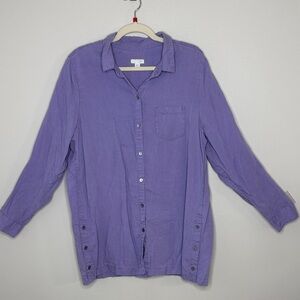 J. Jill Tencel Lyocell Blend Purple Button Down Shirt Size L